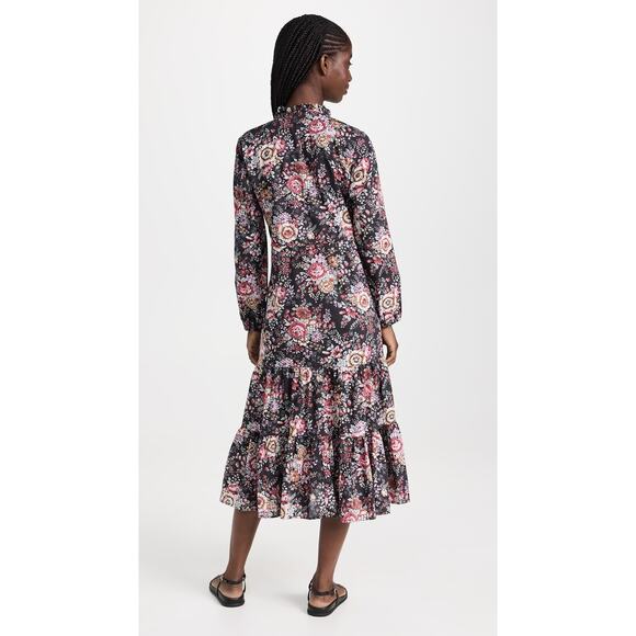 New MILLE Astrid Tasseled Midi Dress $248 SMALL Bloomsbury Floral Long Sleeve - Picture 3 of 8